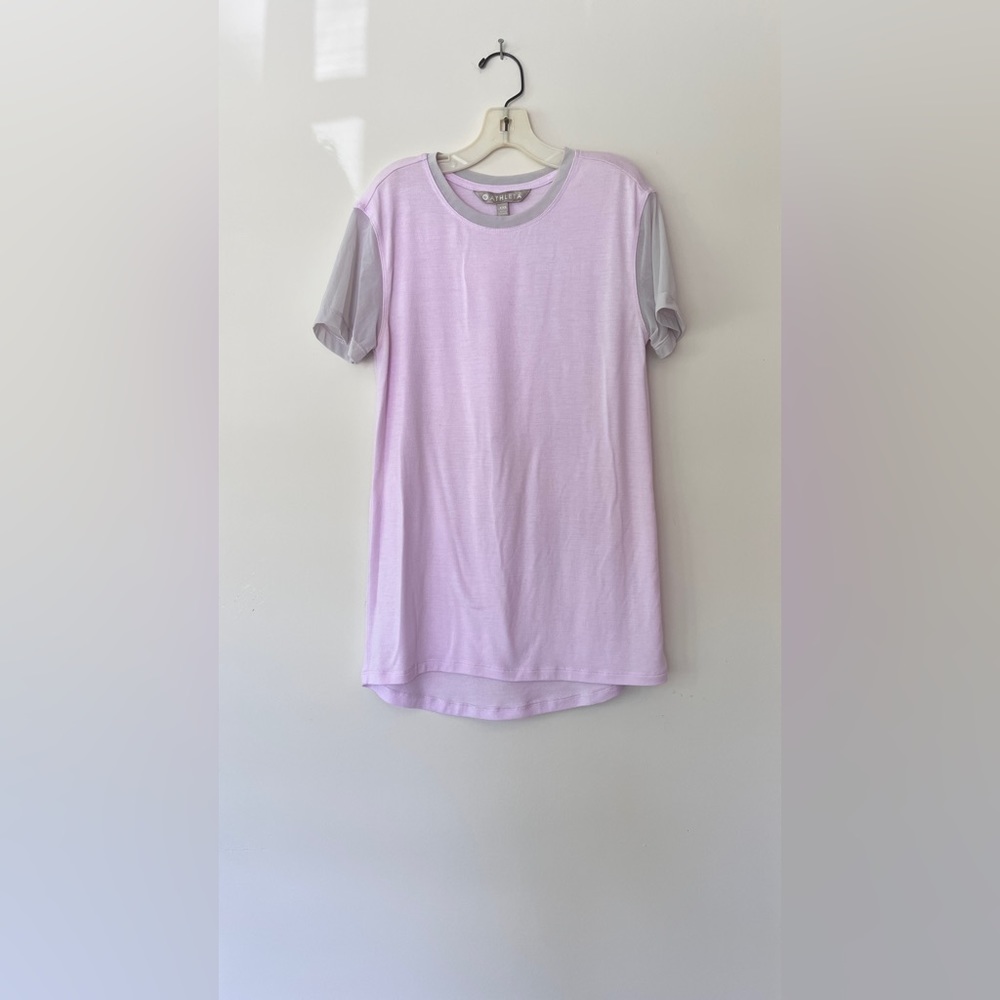 Pink Mesh-Sleeve Athleta Top